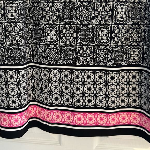 Eliza J Tile Print Dress Shift Black White Pink Stripe Size 10 EJ8M7814 Stretch - Picture 11 of 16